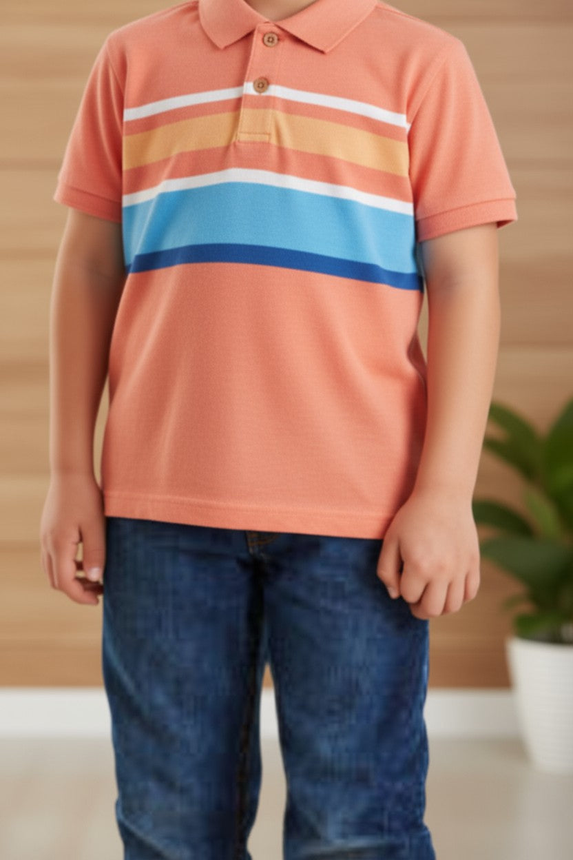 Jumping Beans Boys’ Striped Polo Shirt – 5 Years | Cotton-Poly Blend