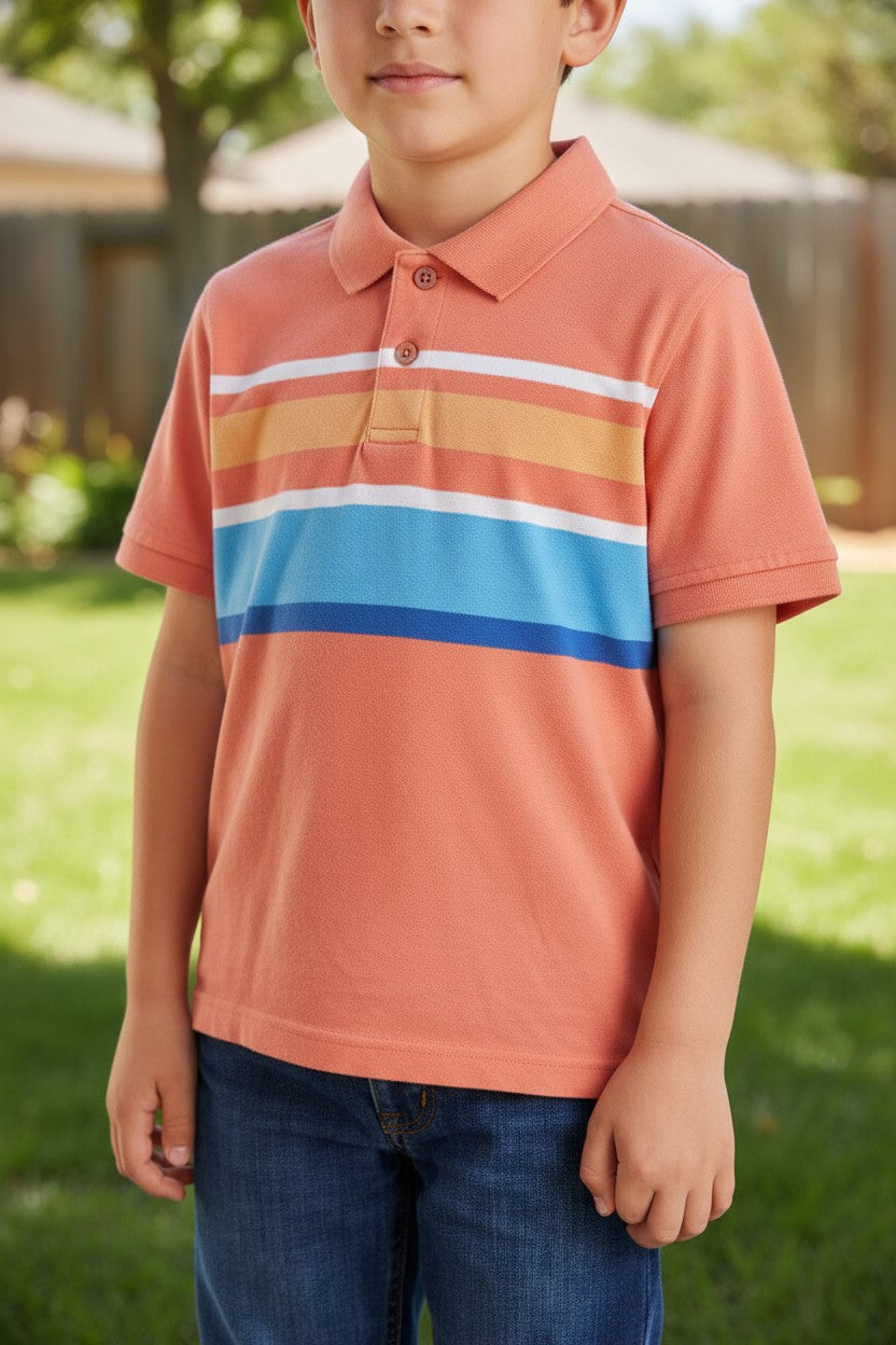 Jumping Beans Boys’ Striped Polo Shirt – 5 Years | Cotton-Poly Blend