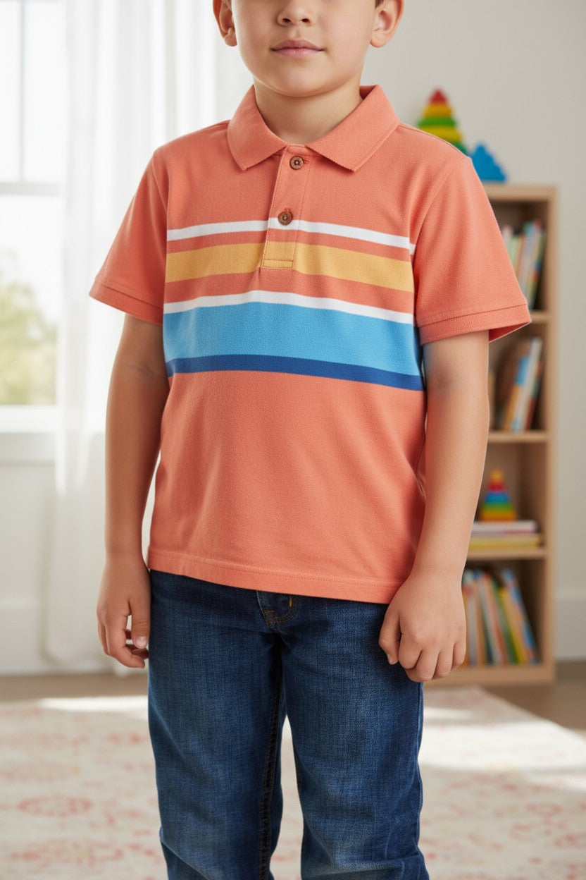Jumping Beans Boys’ Striped Polo Shirt – 5 Years | Cotton-Poly Blend