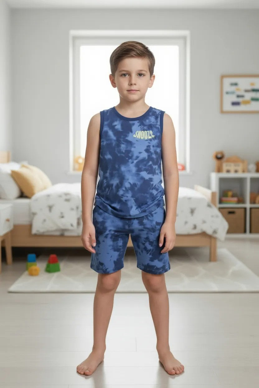 Carter’s 4-Piece Boys Summer Outfit Set – Striped & Tie-Dye Sleeveless Tops with Shorts (5Y)