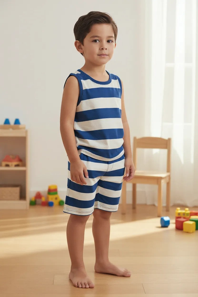 Carter’s 4-Piece Boys Summer Outfit Set – Striped & Tie-Dye Sleeveless Tops with Shorts (5Y)