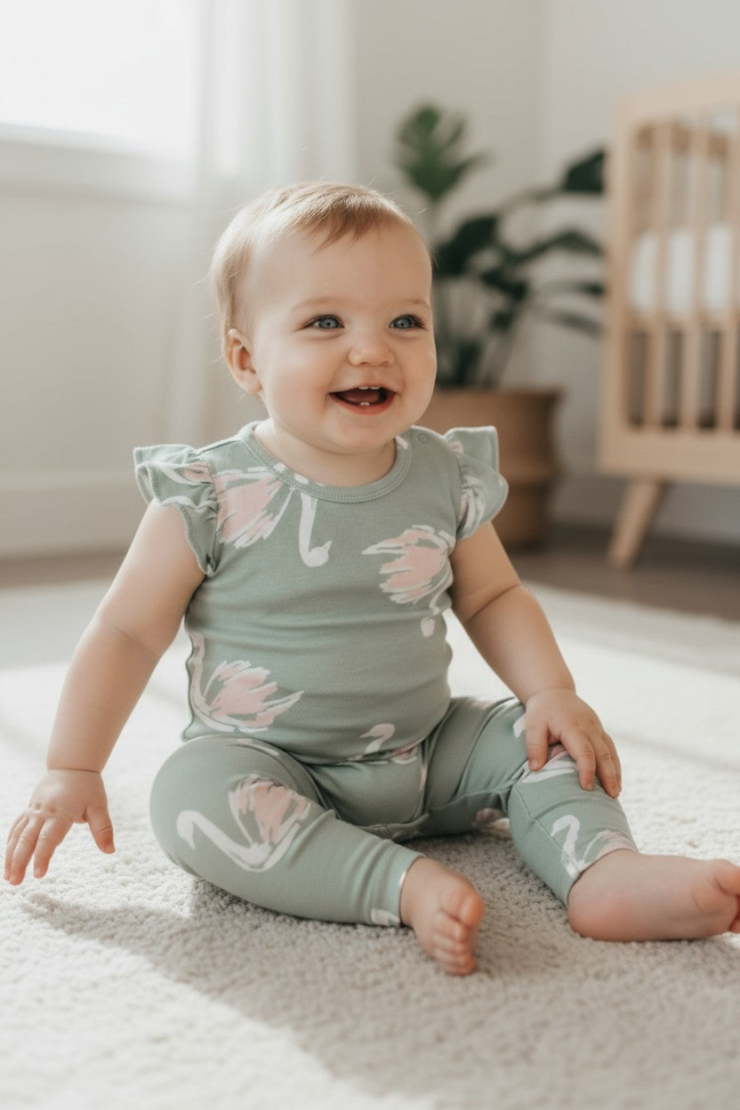 Carter’s Baby Girl 3-Piece Swan Outfit Set – Size 6M (Bodysuits + Leggings)