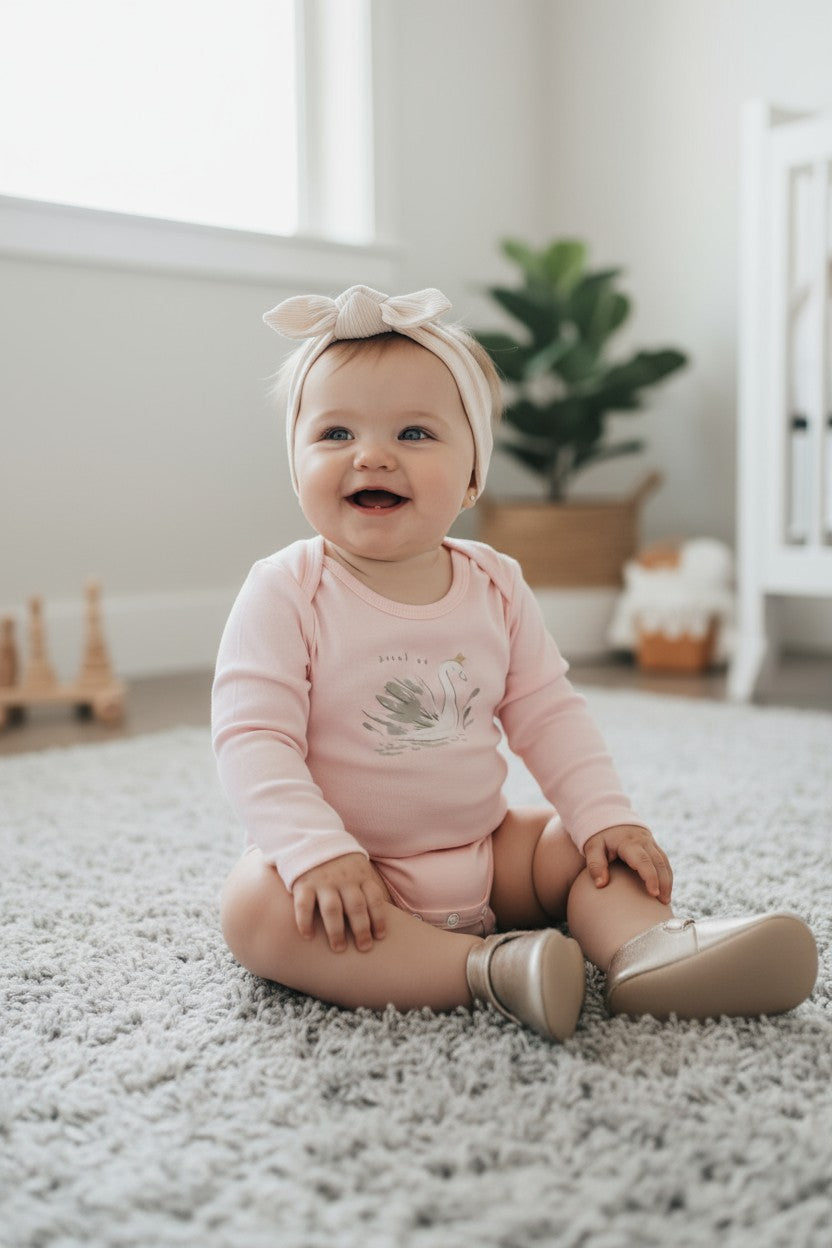 Carter’s Baby Girl 3-Piece Swan Outfit Set – Size 6M (Bodysuits + Leggings)