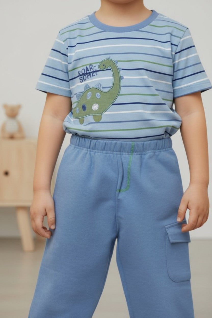Dapper Dude 2-Piece Dinosaur T-Shirt & Jogger Set – 18M