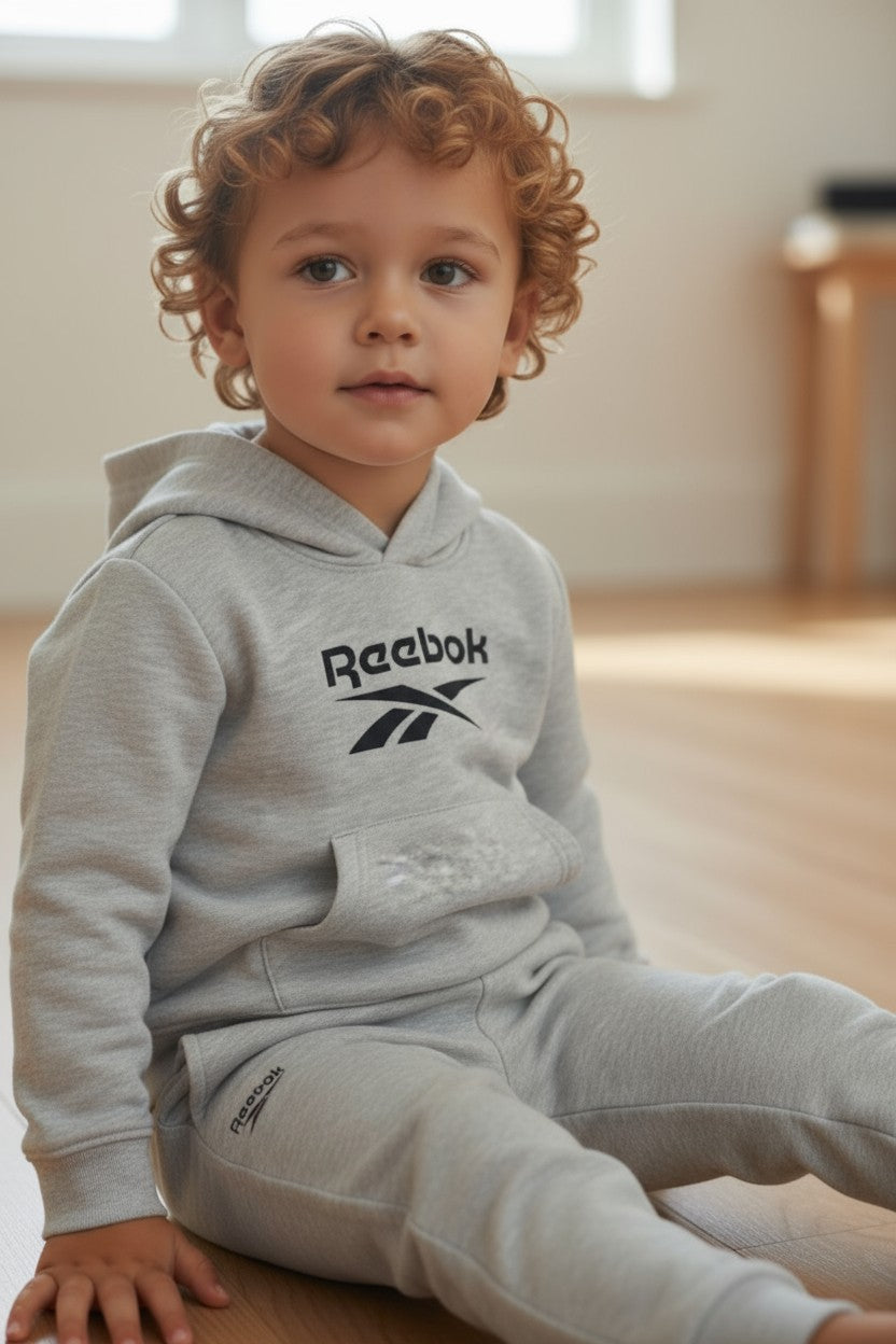 Reebok Kids 2-Piece Hoodie & Jogger Set – Light Grey