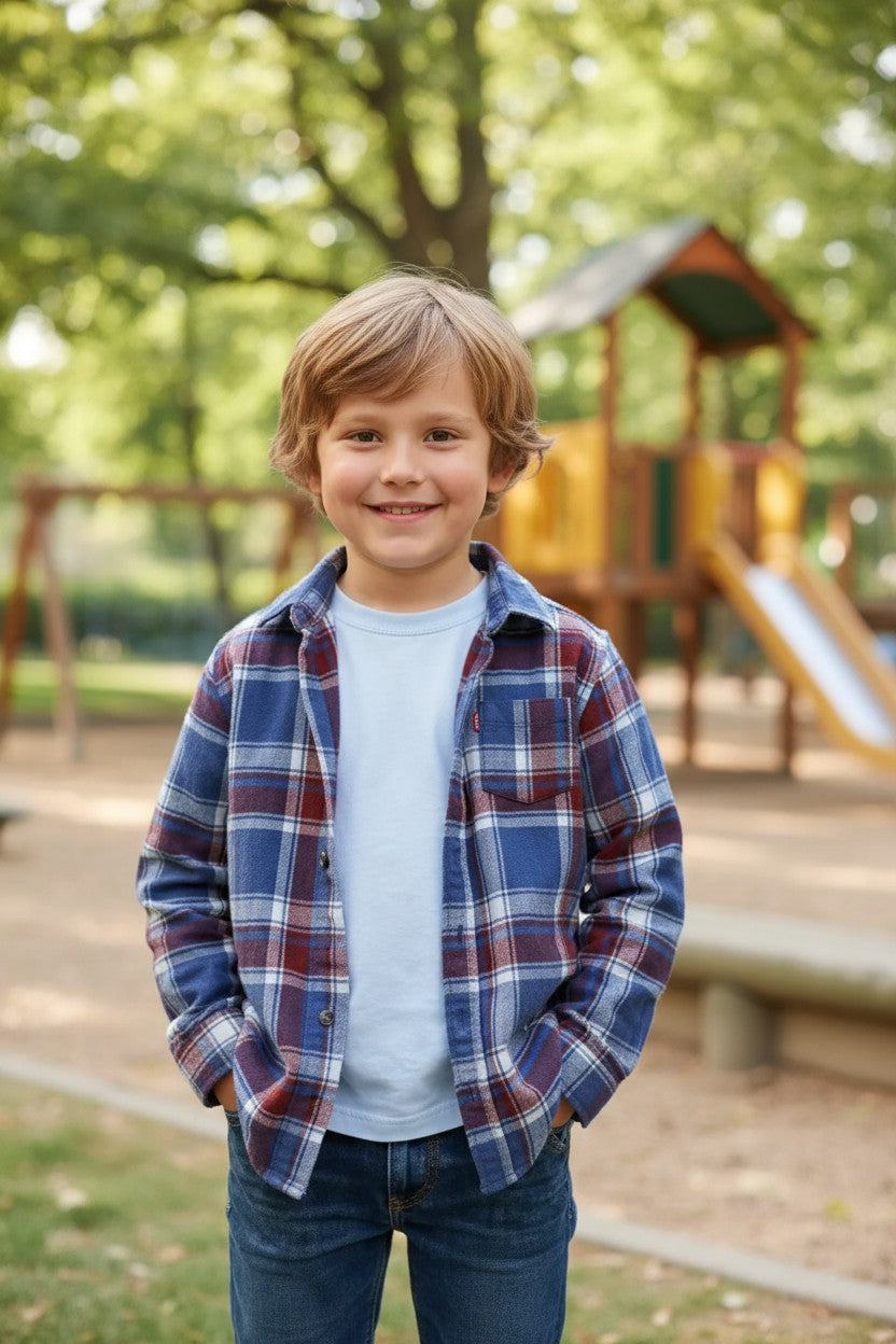 Levi’s Boys Plaid Button-Up Shirt – 3-4Y