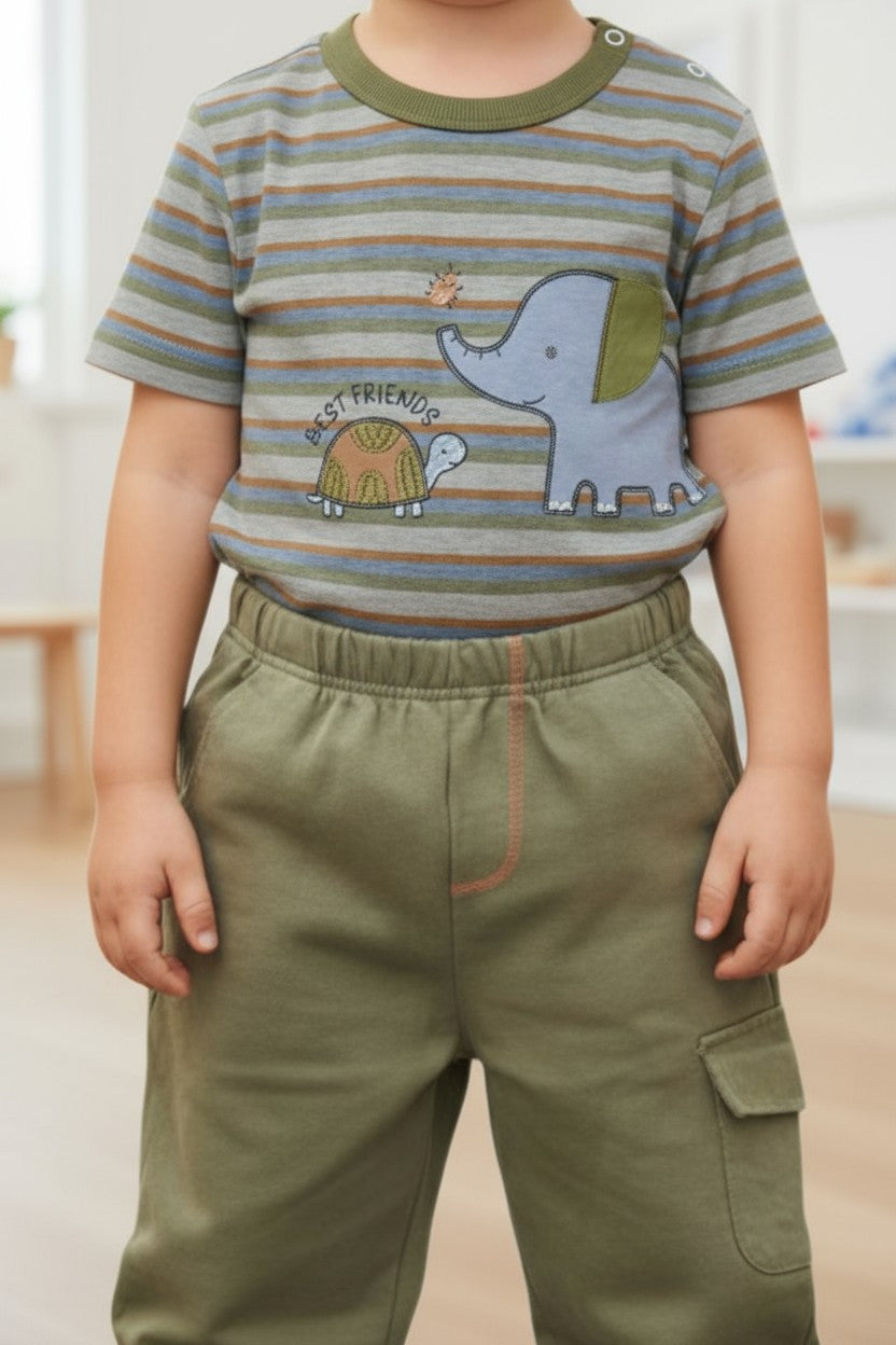 Dapper Dude 2-Piece Elephant & Striped Set – 18M