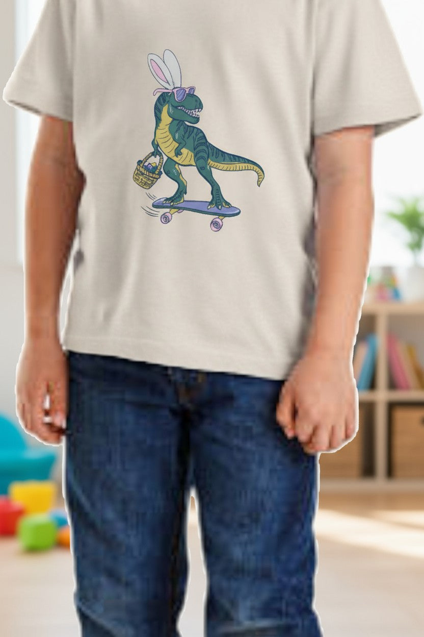 Tommy Bahama Kids Dinosaur Skateboard Graphic T-Shirt – Beige (M, 7–8Y)