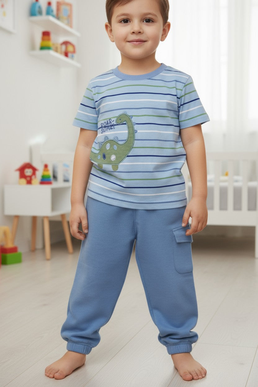 Dapper Dude 2-Piece Dinosaur T-Shirt & Jogger Set – 18M