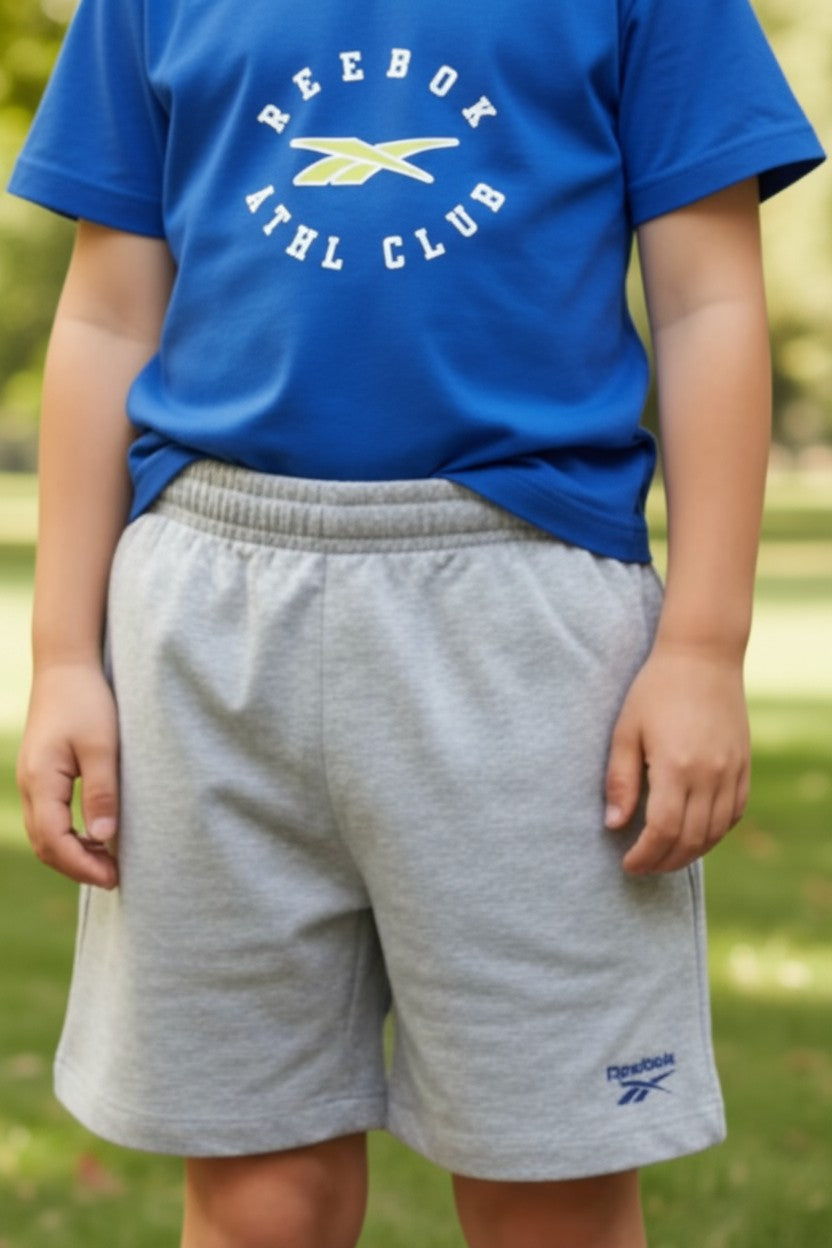 Reebok Boys’ 2-Piece Set (7Y) – Blue Logo Tee & Grey Shorts