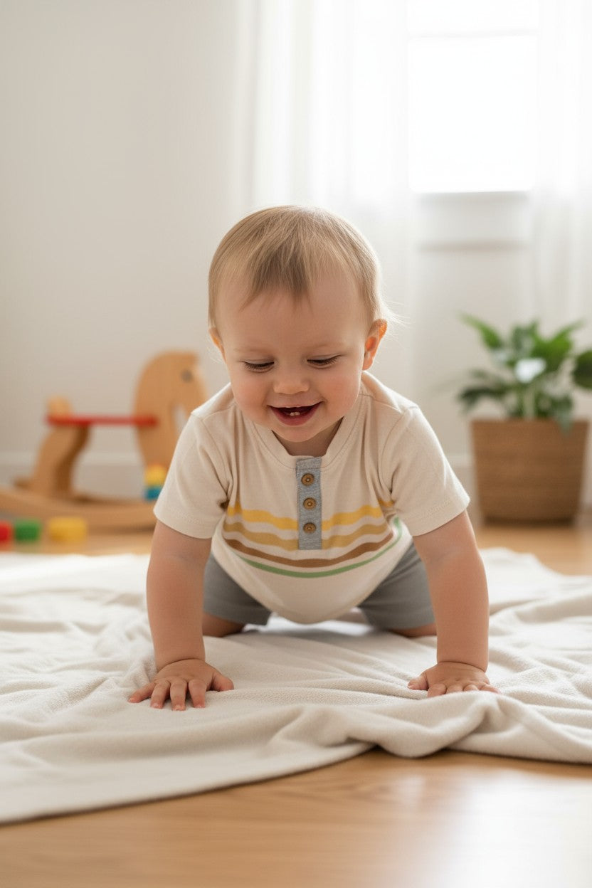 Little Lad 4-Piece Toddler Boy Outfit Set – Dino & Striped Tees with Shorts (24M)