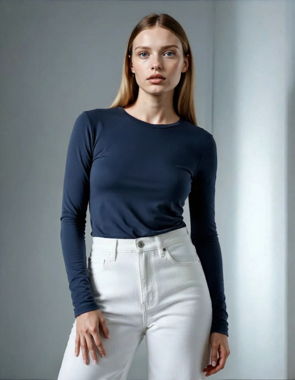 Women’s 2PCS Long Sleeve Top Set – Dark Green & Navy