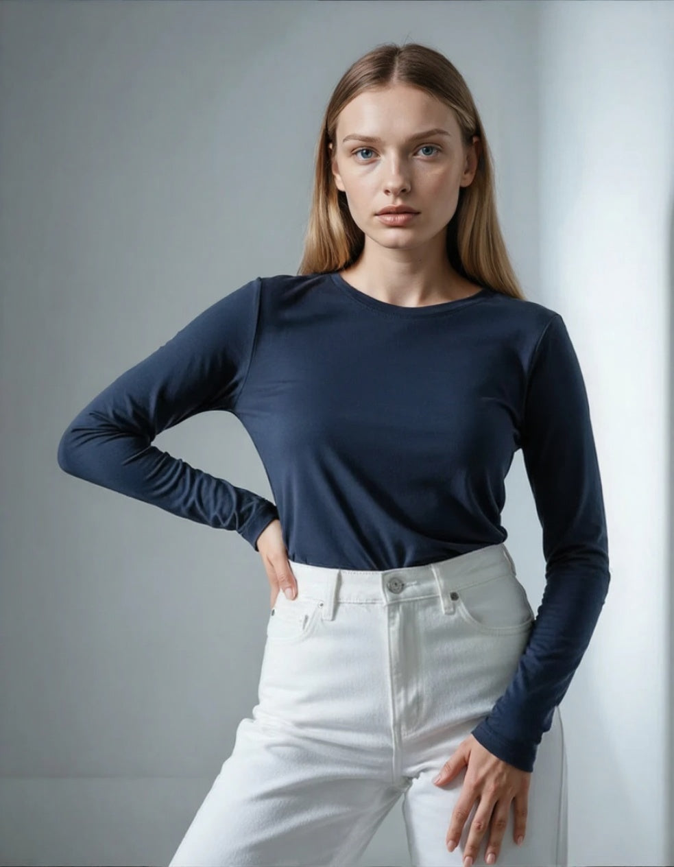 Women’s 2PCS Long Sleeve Top Set – Dark Green & Navy