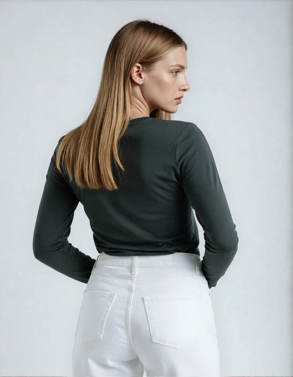 Women’s 2PCS Long Sleeve Top Set – Dark Green & Navy