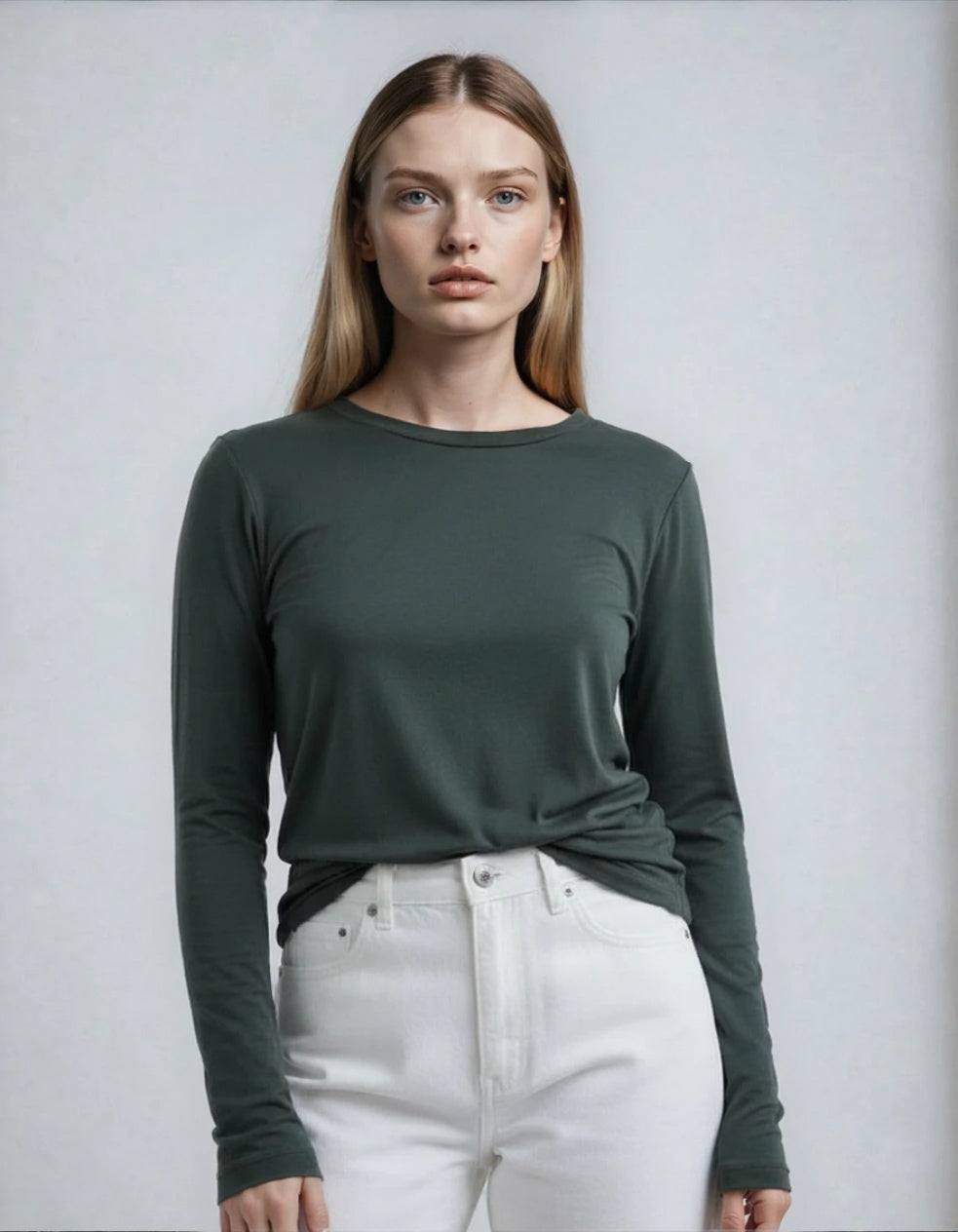 Women’s 2PCS Long Sleeve Top Set – Dark Green & Navy