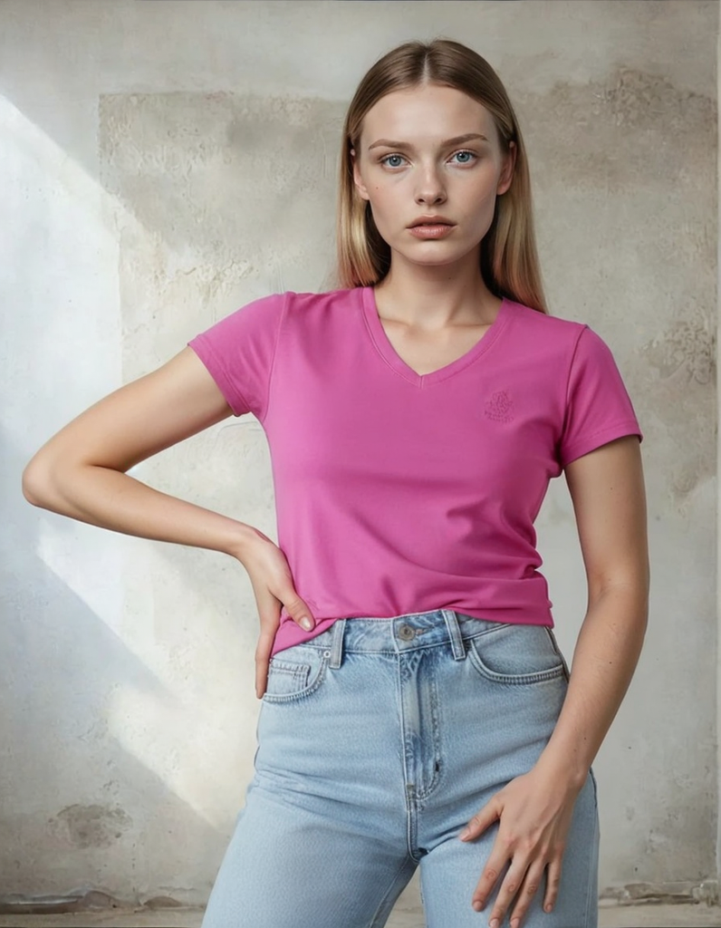 Beverly Hills Polo Club Women’s Pink V-Neck T-Shirt – Classic Everyday Style