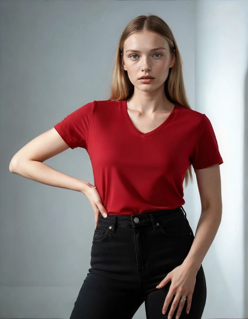 Beverly Hills Polo Club Women’s V-Neck T-Shirt – Red