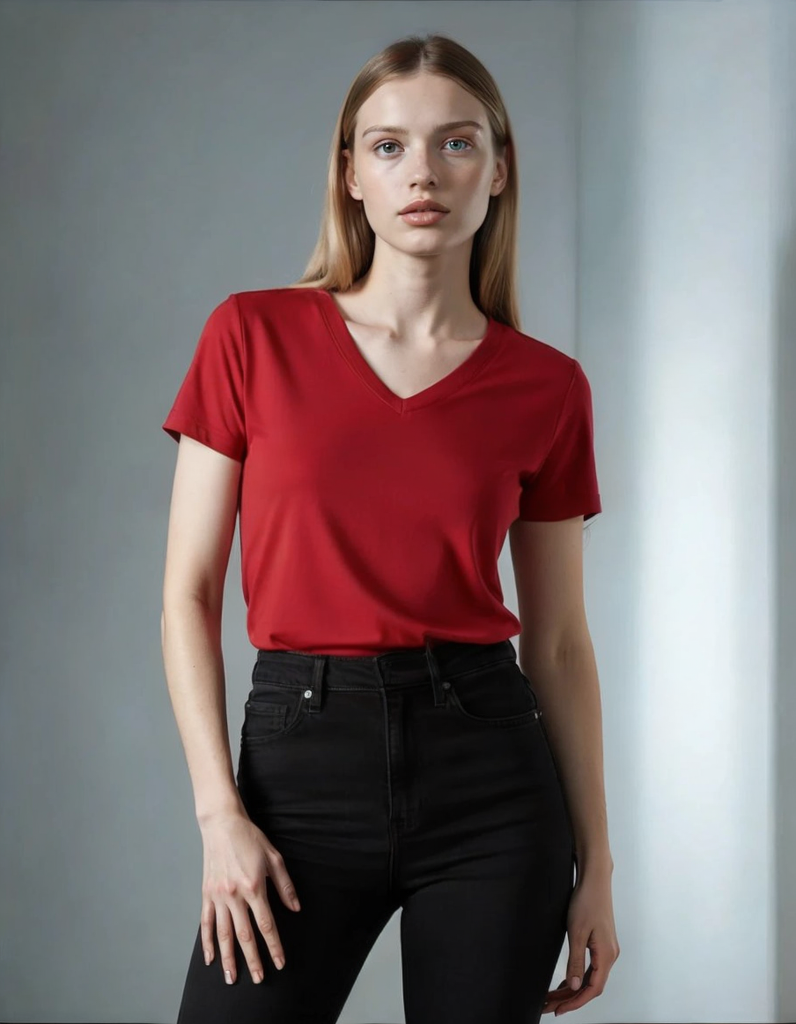 Beverly Hills Polo Club Women’s V-Neck T-Shirt – Red