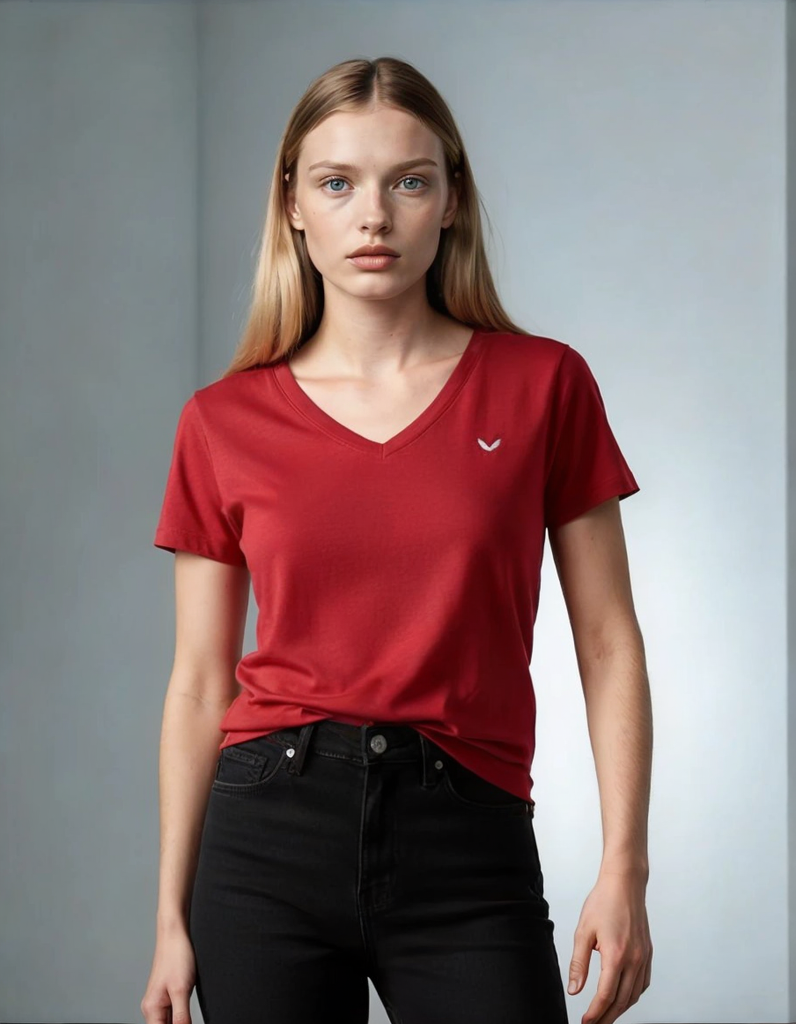 Beverly Hills Polo Club Women’s V-Neck T-Shirt – Red