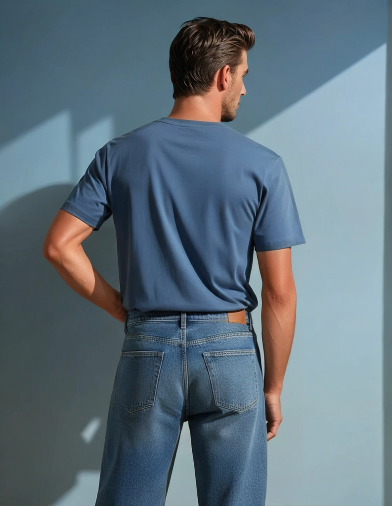 LUKY Men’s Blue Crew Neck T-Shirt – XL