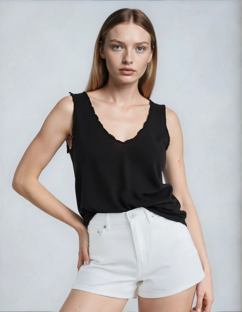 Kaileigh Black Sleeveless V-Neck Tank Top – Size M