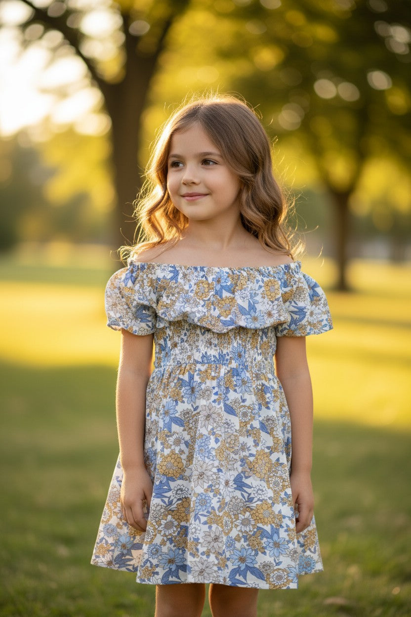 Btween Girls 2-Pack Dresses – Size 12 | Blue Button-Front Dress & Floral Print Dress Set
