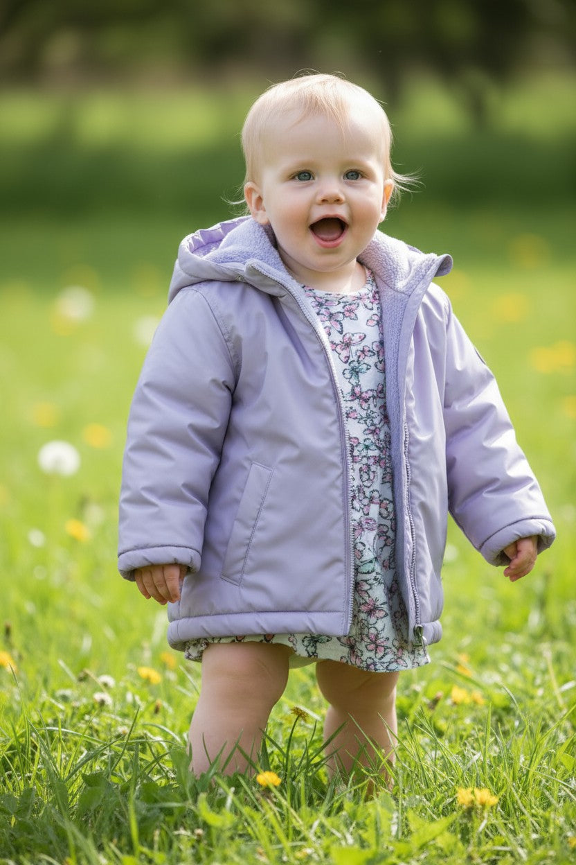 Calvin Klein Jeans Toddler Puffer Jacket – Light Lavender Hooded Winter Coat (Size 2T)