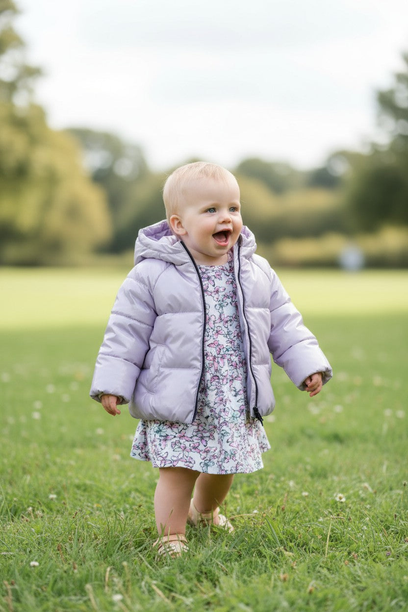 Calvin Klein Jeans Toddler Puffer Jacket – Light Lavender Hooded Winter Coat (Size 2T)