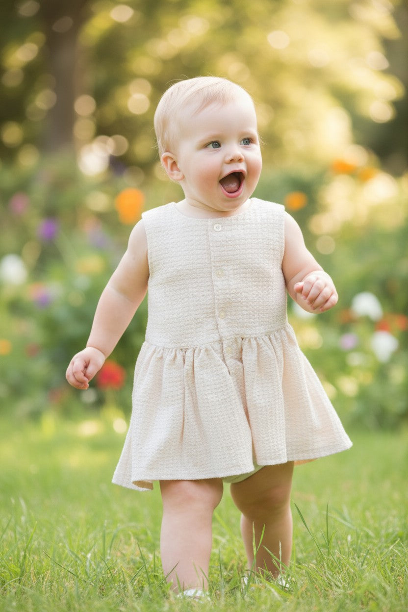 Carter’s Baby Girl Sleeveless Textured Party Dress – Ivory (18 Months)