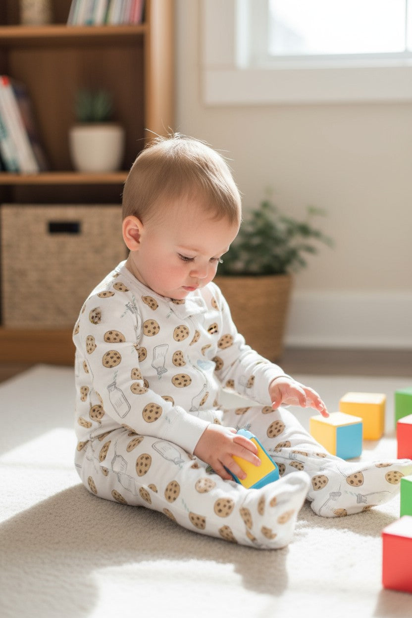 Hudson Baby 3–6M 3-Piece Footed Sleeper Set – Milk & Cookies Theme