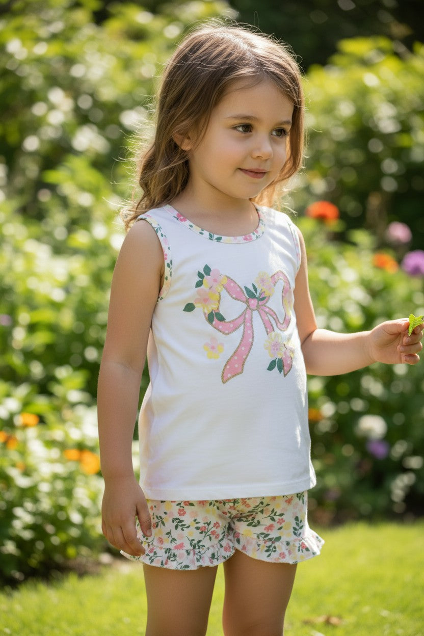 Little Lass Girls 4-Piece Outfit Set – Size 5Y | Tops & Shorts Combo