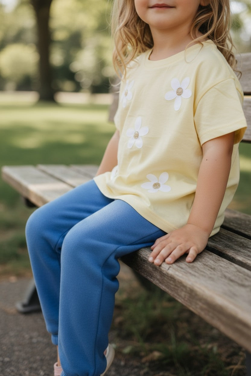 Derek Heart Girls’ 2pcs T-Shirt Set – Daisy Print Summer Tops