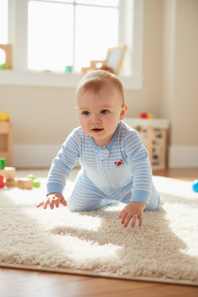 Little Me Baby Boys 2-Piece Sleep & Play Set – Blue Crab & Nautical Print (Size 3M)