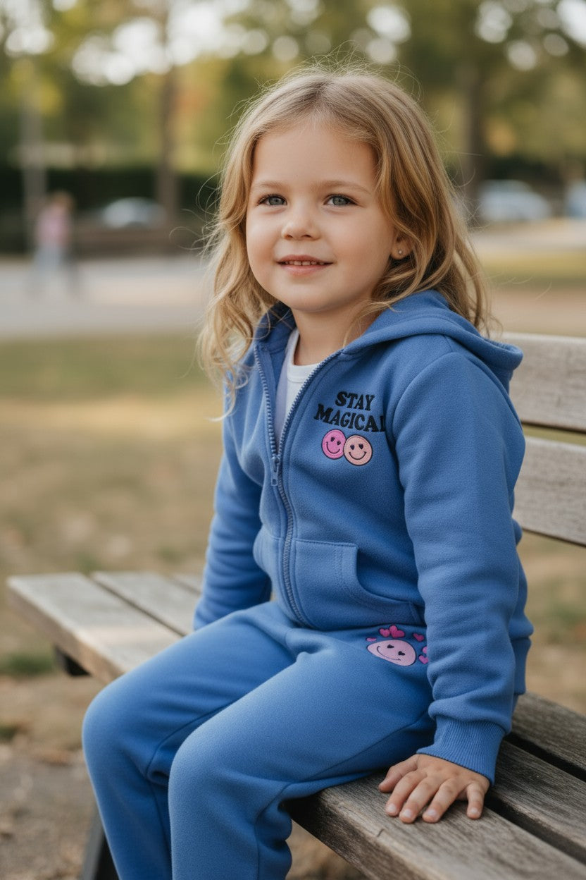 Pink Velvet Girls 2-Piece Hoodie & Jogger Set – Stay Magical Design (5-6 Years)