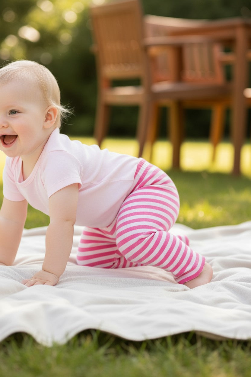 Carter’s Baby Girl 3-Piece Outfit Set – 12 Months (Bodysuits + Striped Leggings)