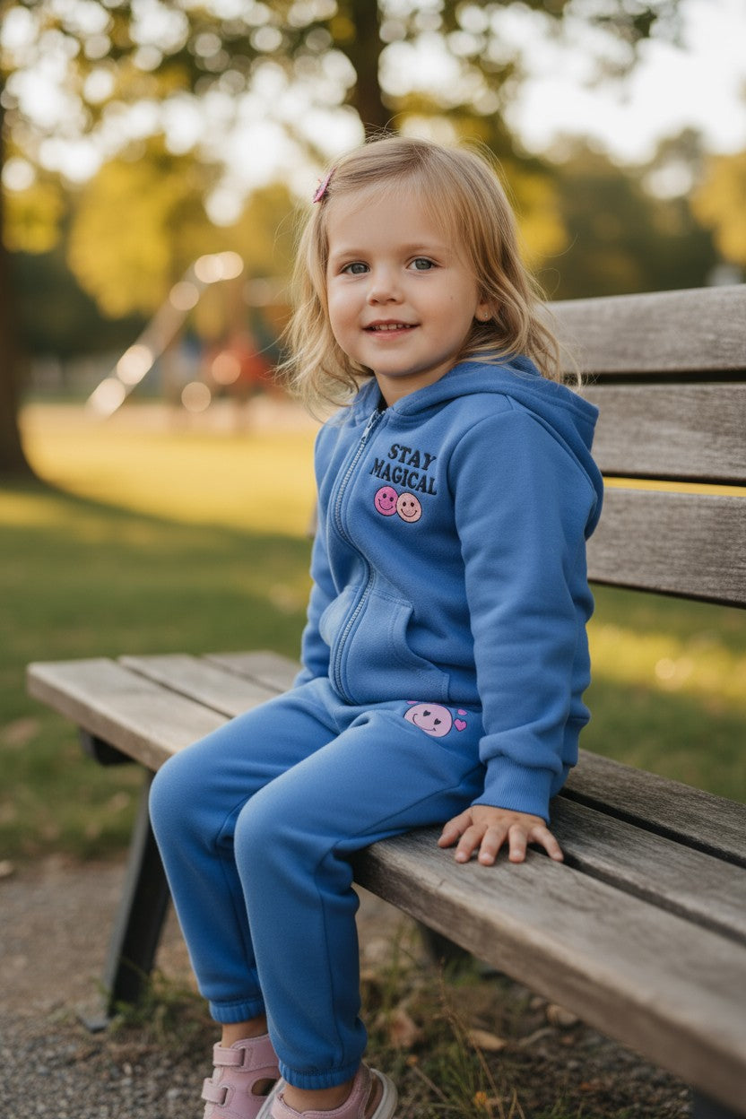 Pink Velvet Girls 2-Piece Hoodie & Jogger Set – Stay Magical Design (5-6 Years)