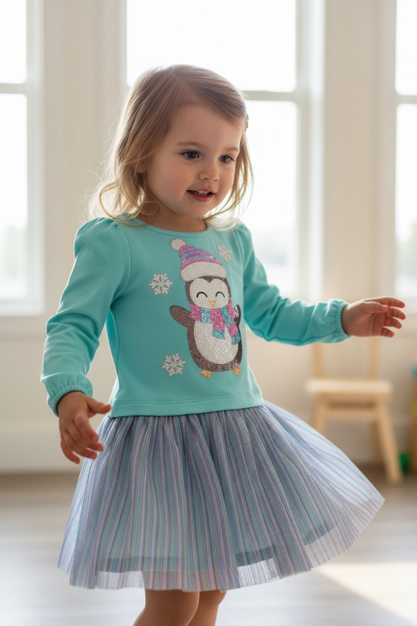 Lilt Girl’s Winter Penguin Dress – Size 4Y