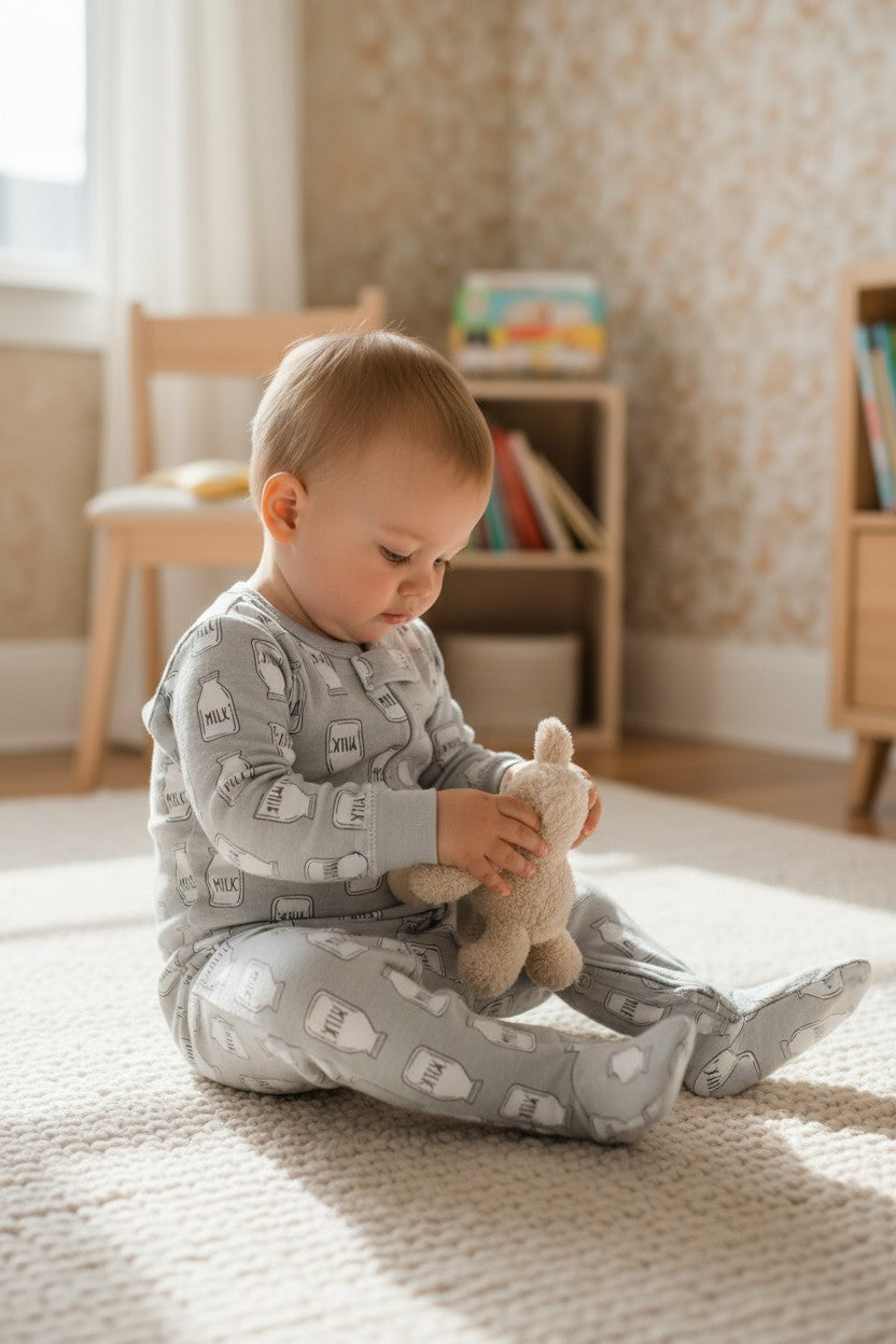 Hudson Baby 3–6M 3-Piece Footed Sleeper Set – Milk & Cookies Theme