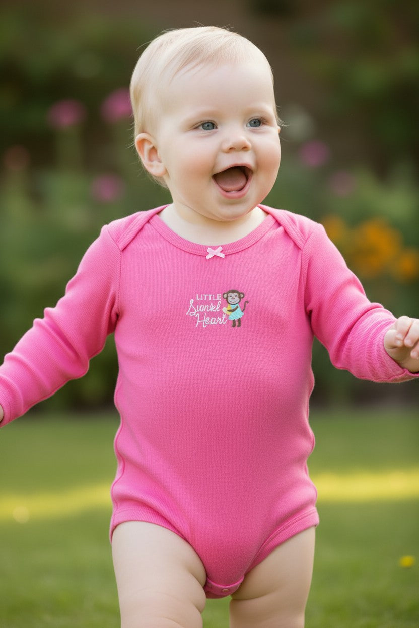 Carter’s Baby Girl 3-Piece Outfit Set – 12 Months (Bodysuits + Striped Leggings)