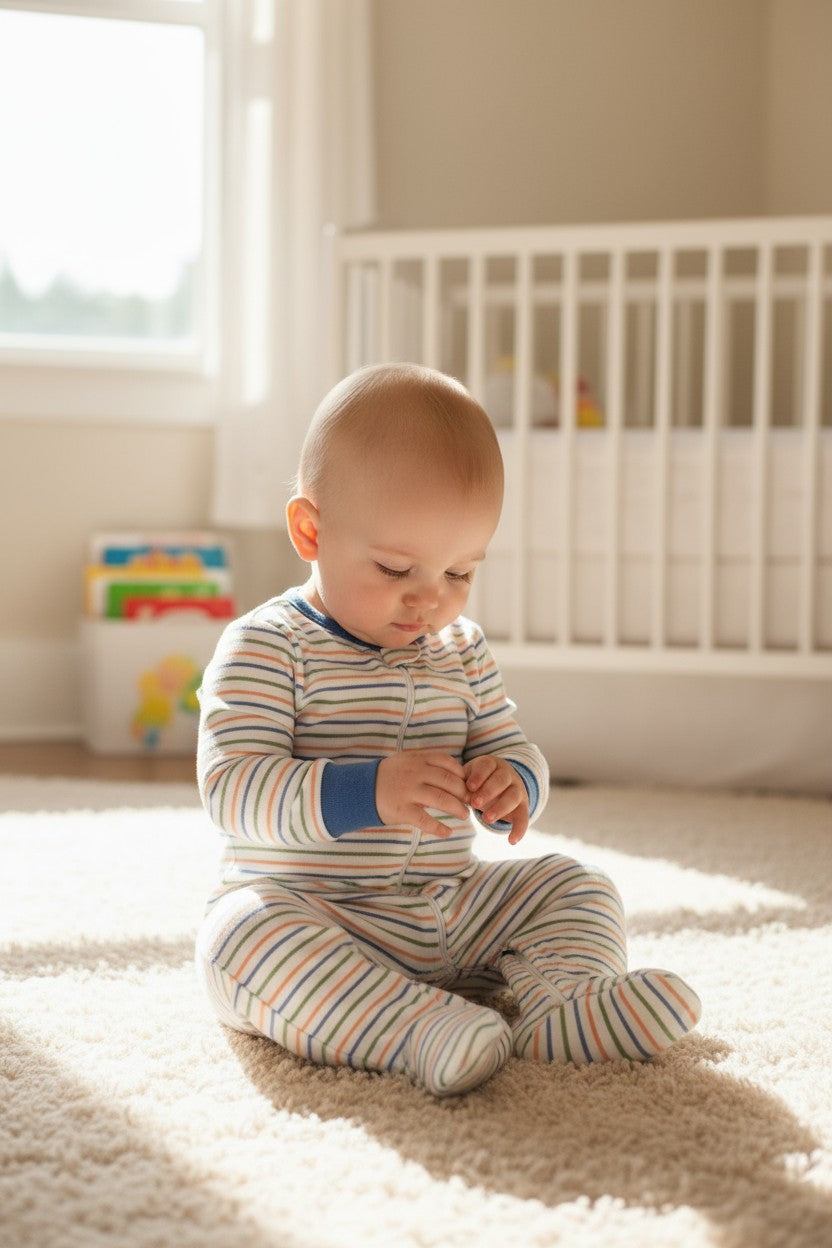 Millie & Myles 2-Pack Baby Sleepers – Striped & Dinosaur Print (3–6 Months)